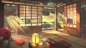 Sunlit Japanese Tatami Room With Shoji Screens And Traditional Decor HD wallpaper