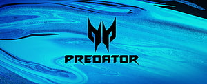 Acer Predator Gaming Logo on Abstract Blue Swirl Background HD wallpaper