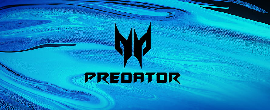 Acer Predator Gaming Logo on Abstract Blue Swirl Background HD wallpaper