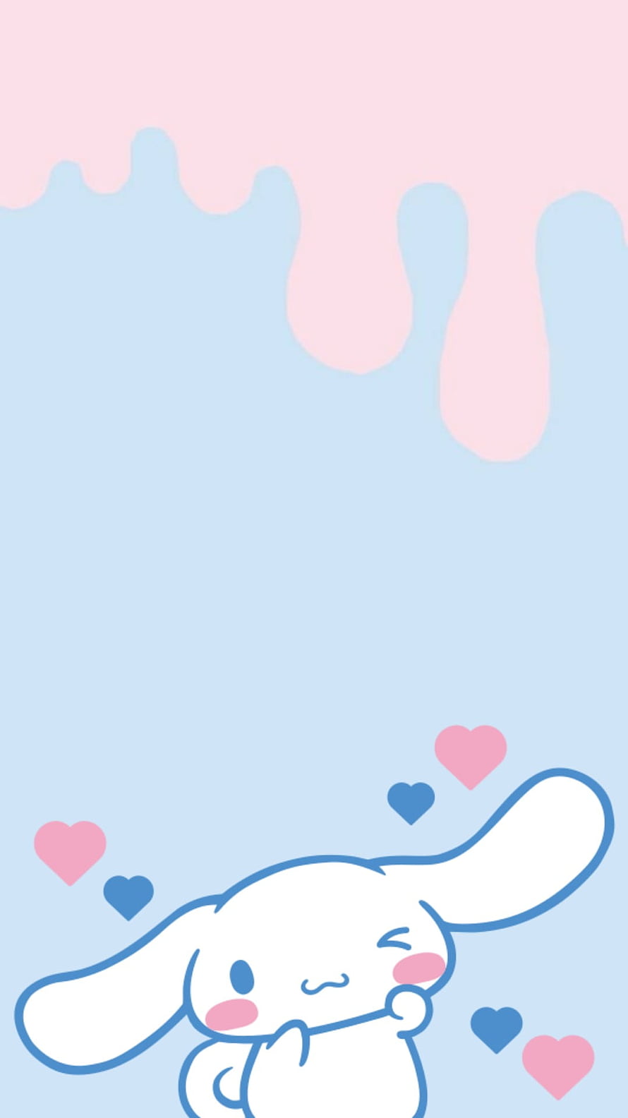 Cute Cinnamoroll Winking With Hearts Pastel Blue And Pink Background HD phone wallpaper