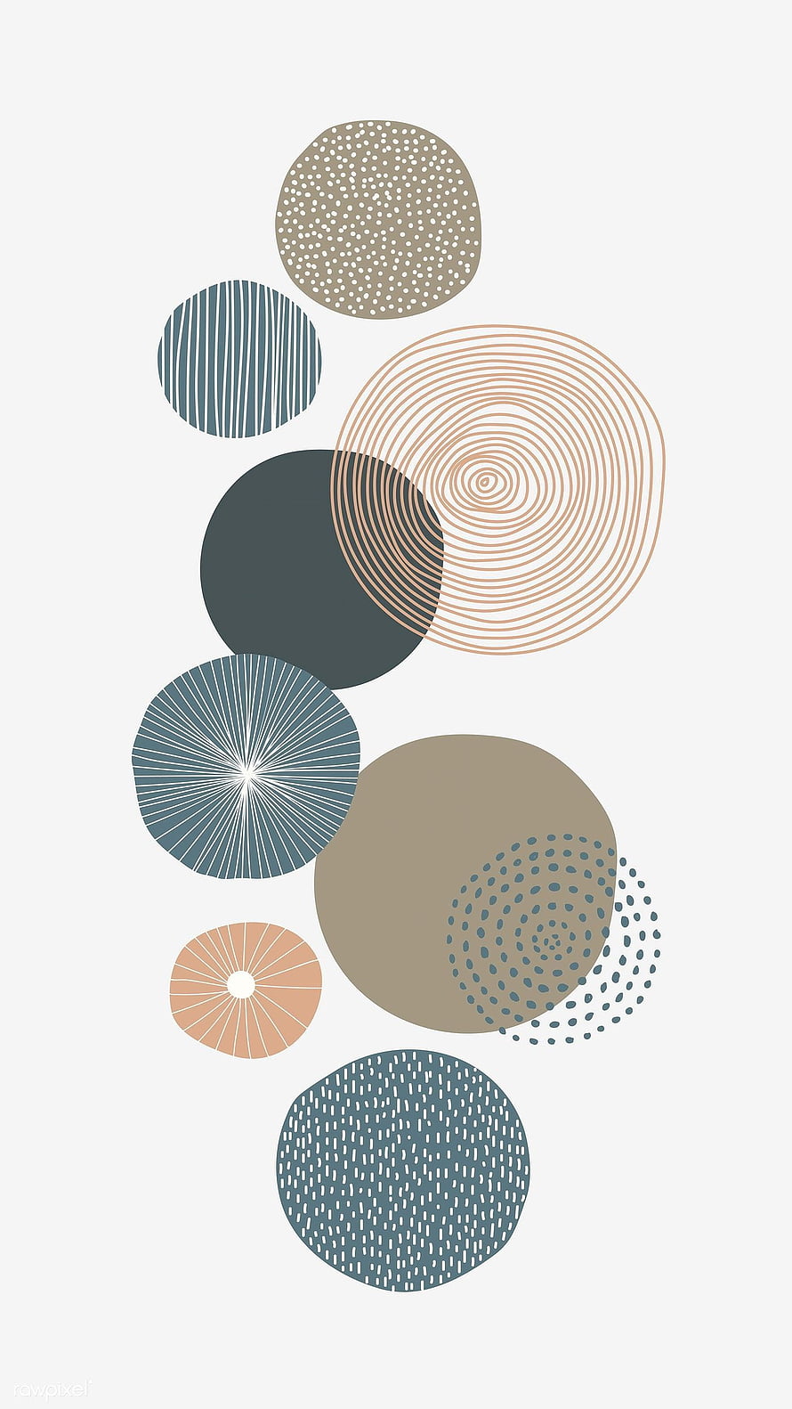 Abstract Geometric Circles with Textured Patterns in Muted Earth Tones HD phone wallpaper