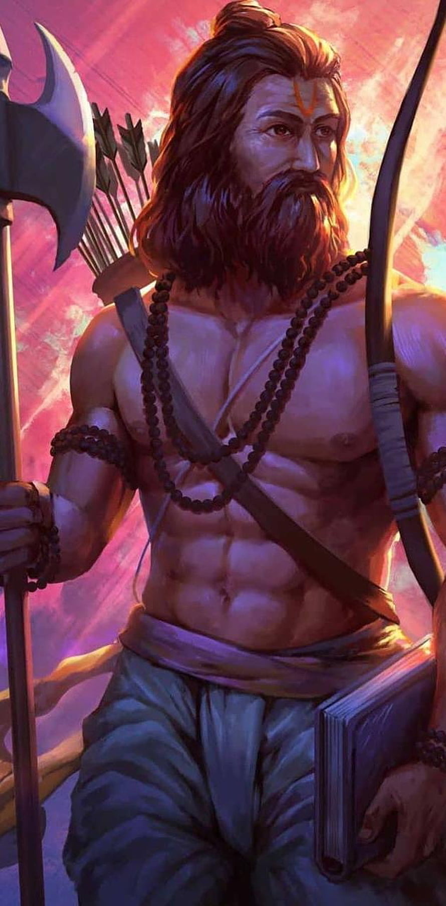 Parashuram Warrior Illustration with Axe and Bow HD phone wallpaper