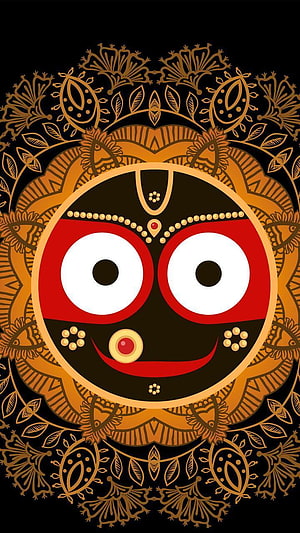 Jagannath Deity Face with Ornate Mandala Pattern and Traditional Indian Decorative Art HD phone wallpaper