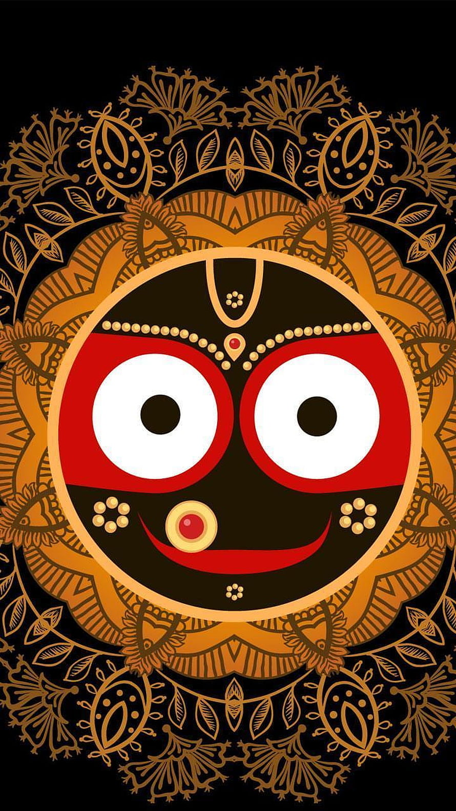 Jagannath Deity Face with Ornate Mandala Pattern and Traditional Indian Decorative Art HD phone wallpaper