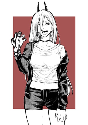 Chainsaw Man Anime Character Illustration With Horns And Edgy Streetwear, CSM Power, chainsaw man, chainsawman, anime HD phone wallpaper