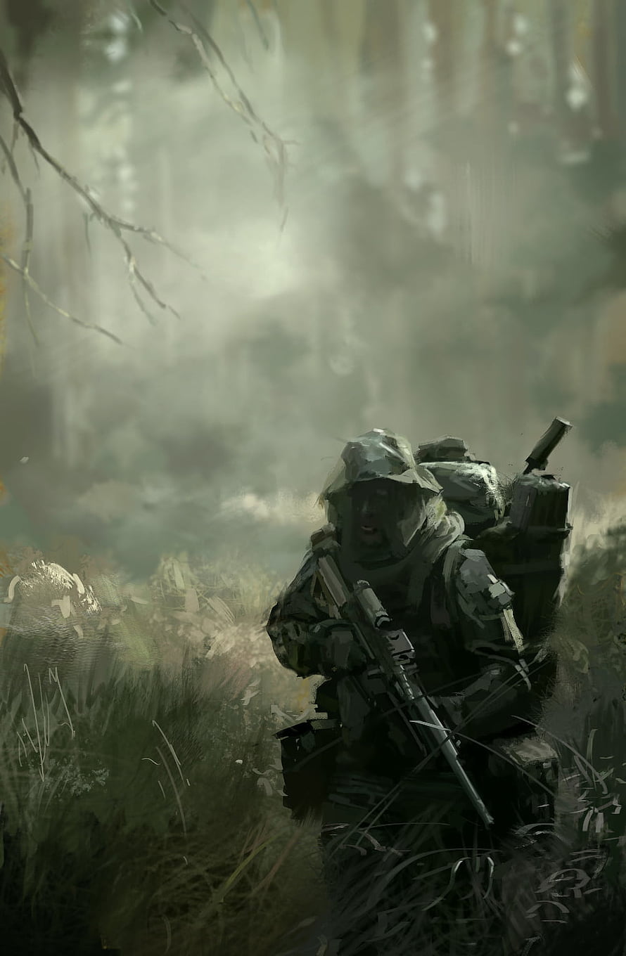 Polish Special Forces Soldier in Misty Forest by Kyle Enochs HD phone wallpaper