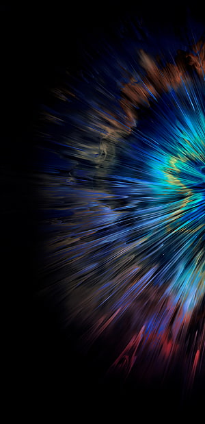 Abstract Radial Light Streaks in Blue and Red on Black Background HD phone wallpaper