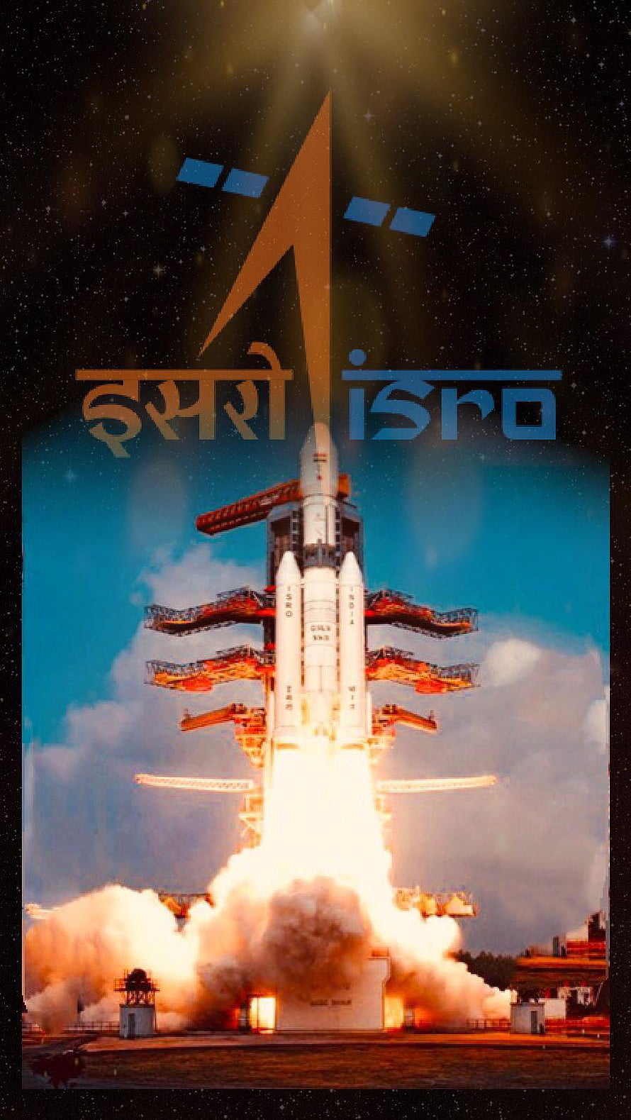ISRO Rocket Launch With Fiery Exhaust And Dramatic Smoke Plume HD phone wallpaper