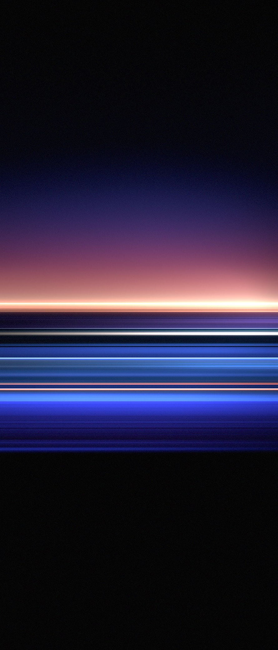 Abstract Neon Horizon with Blue and Orange Light Streaks on Dark Background HD phone wallpaper