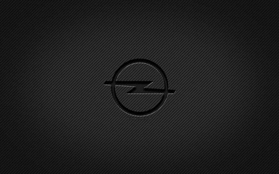 Opel Logo on Dark Carbon Fiber Texture with Grunge Aesthetic HD wallpaper