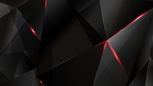 Abstract Black Geometric Background With Glowing Red Lines HD wallpaper