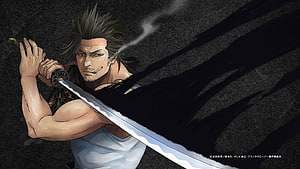 Yami Sukehiro from Black Clover Wielding Katana in Dark Anime Illustration HD wallpaper