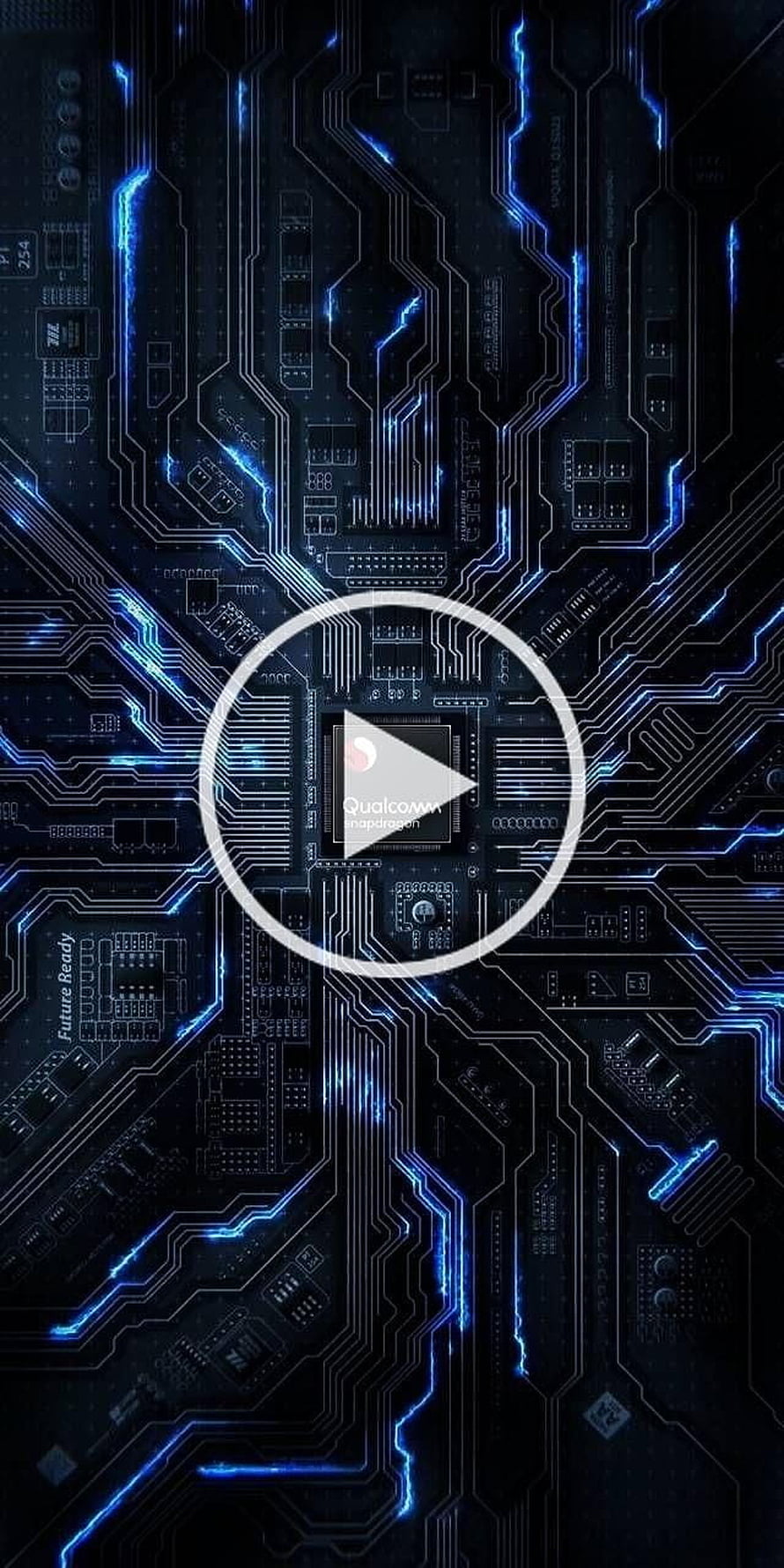 Qualcomm Snapdragon Processor on Glowing Blue Circuit Board Technology Background HD phone wallpaper