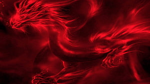 Crimson Dragon Fantasy Artwork with Flowing Fiery Mane and Dark Background HD wallpaper