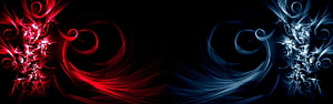 Abstract Red and Blue Fractal Swirls on Black Background HD wallpaper