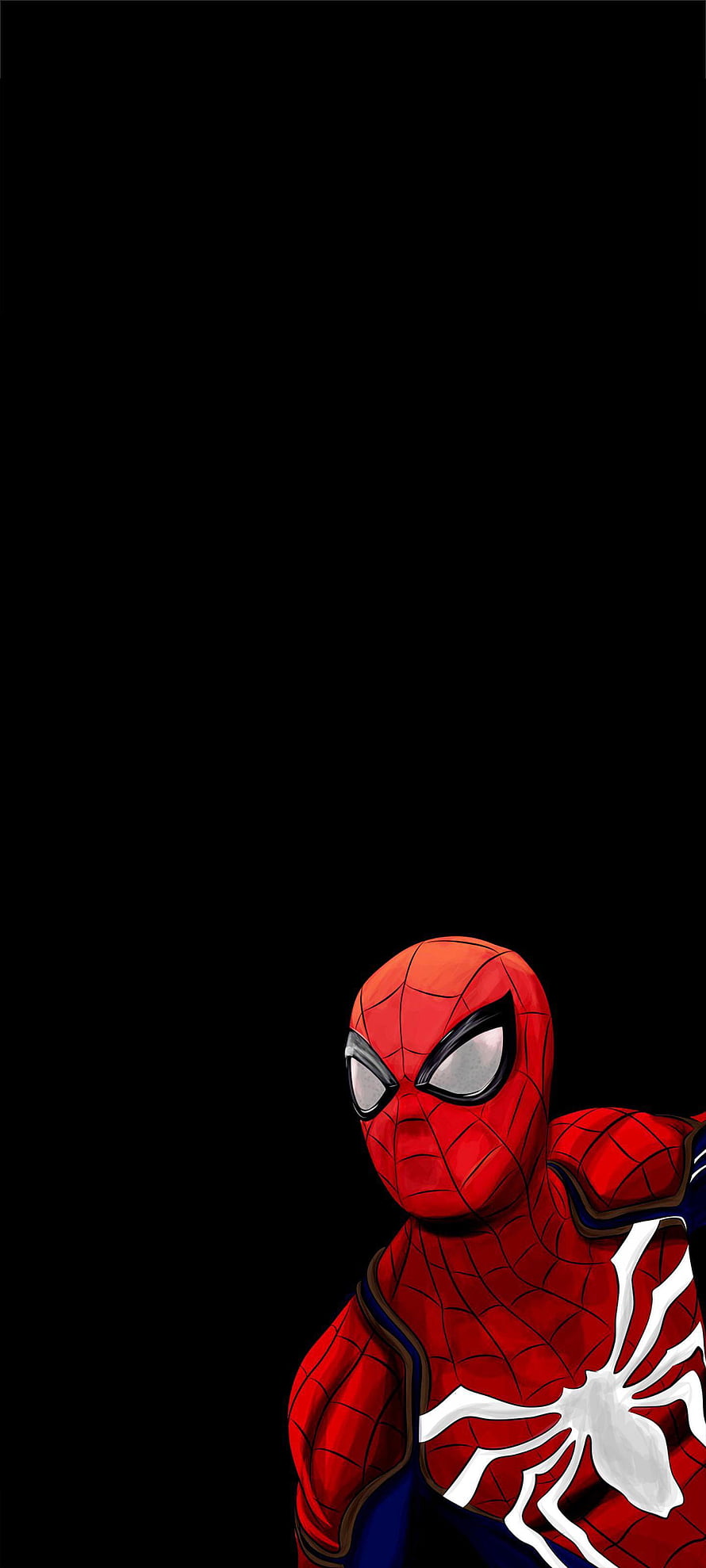 Spider-Man in Red and Blue Suit with White Spider Emblem on Black Background, Amoled Spiderman(1440X3200) : R Amoledbackground, Spider Man Amoled HD phone wallpaper