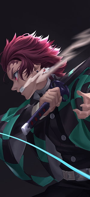Rengoku Kyojuro from Demon Slayer Wielding Nichirin Sword in Action Pose HD phone wallpaper