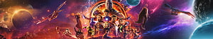 Avengers Infinity War Cosmic Ensemble Poster with Thanos and Superheroes HD wallpaper
