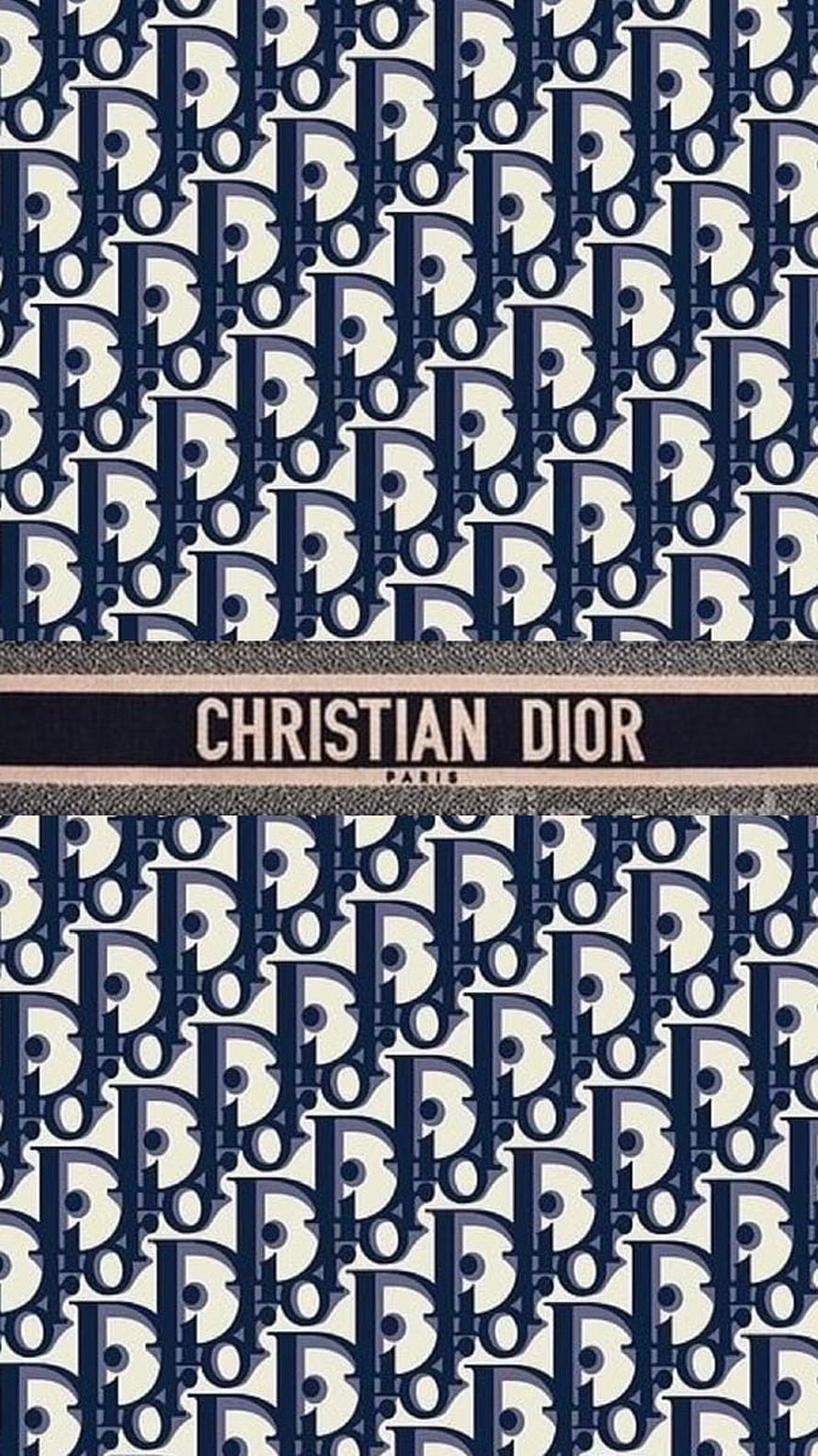 Christian Dior Oblique Pattern Wallpaper with Navy Blue and Cream Monogram Design HD phone wallpaper
