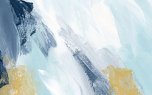 Abstract Blue and Gold Paint Brush Stroke Artwork with White and Grey Textures HD wallpaper