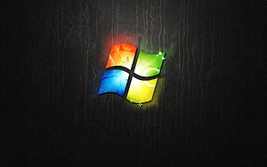 Windows 7 Logo Glowing on Dark Textured Surface HD wallpaper