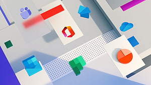 Microsoft 365 and Office 365 App Icons in a Modern 3D Geometric Composition HD wallpaper