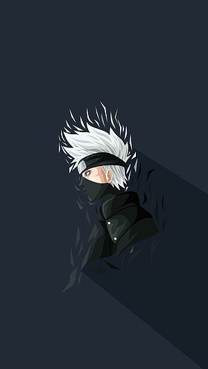 Kakashi Hatake Anime Character Minimalist Dark Blue Wallpaper HD phone wallpaper