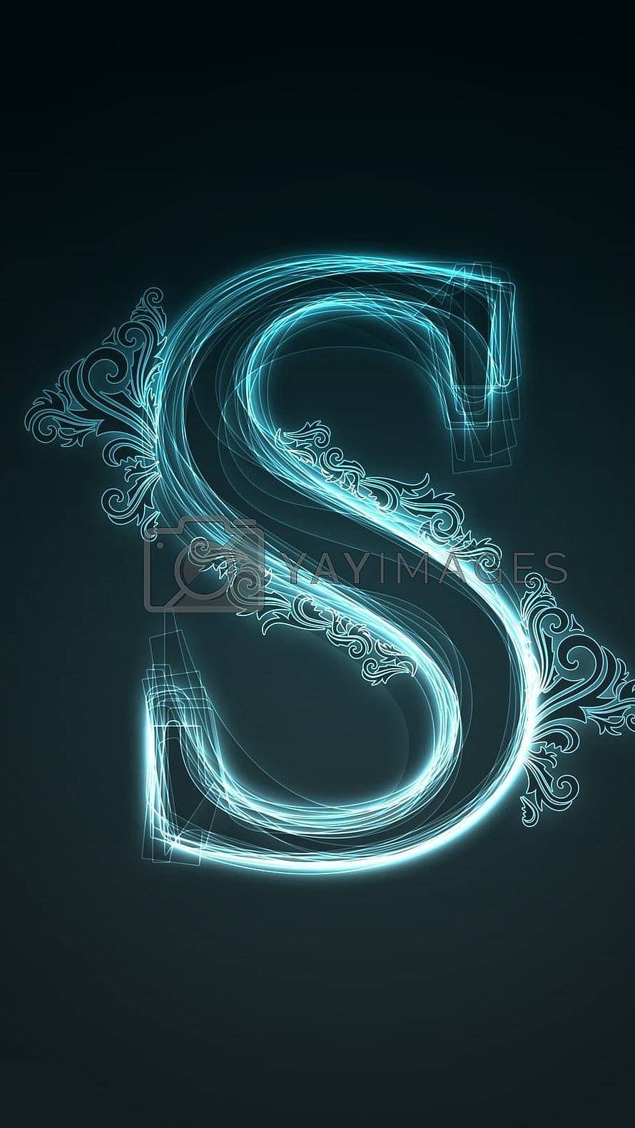 Glowing Neon Letter S With Elegant Baroque Flourishes And Light Trails HD phone wallpaper