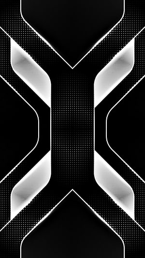 Abstract Black and White Geometric Pattern with Metallic X Shape and Dot Grid Texture HD phone wallpaper