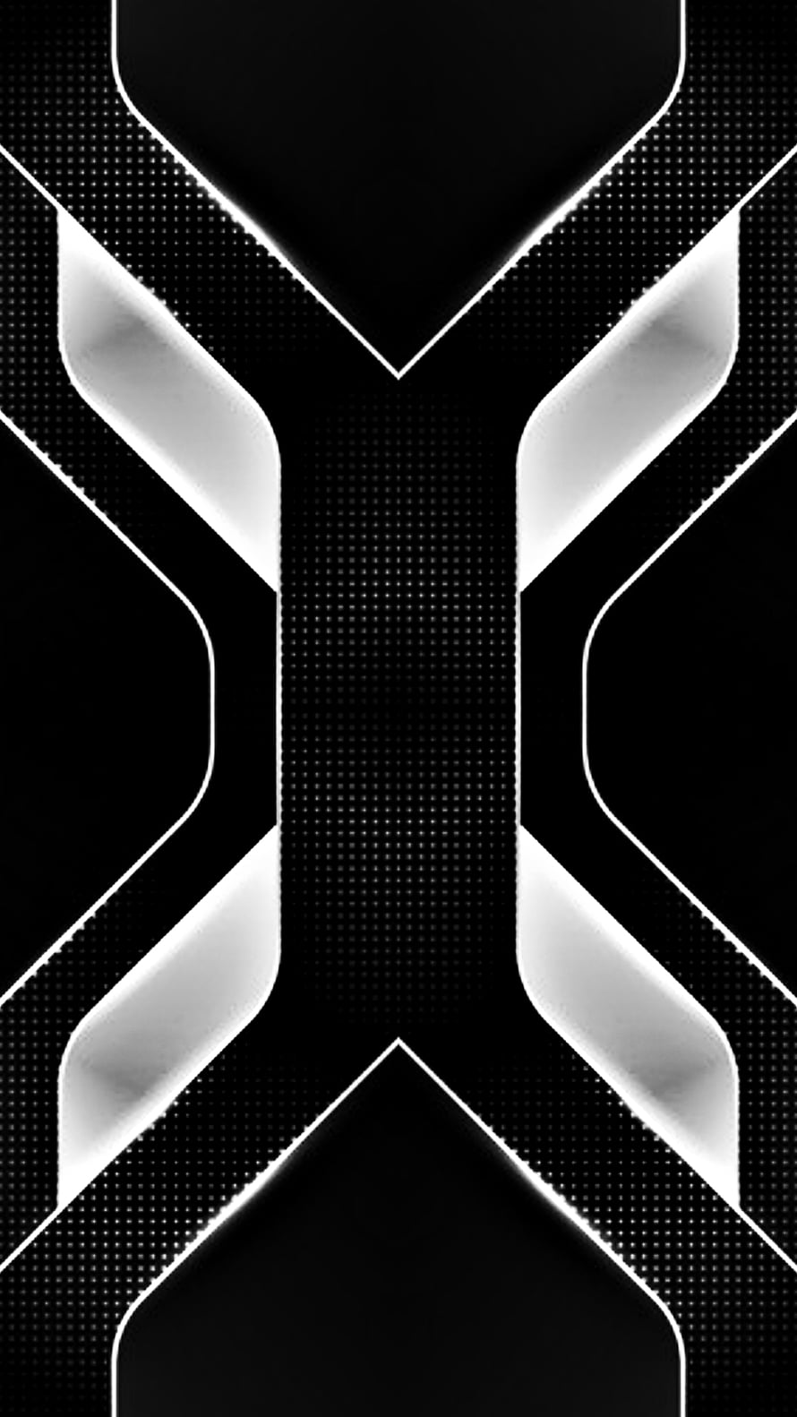Abstract Black and White Geometric Pattern with Metallic X Shape and Dot Grid Texture HD phone wallpaper