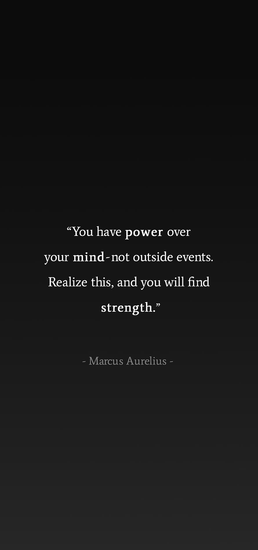 Marcus Aurelius Stoic Quote on Mind and Strength Minimalist Dark Text Wallpaper HD phone wallpaper