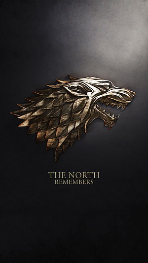 Game of Thrones Stark Direwolf Sigil with The North Remembers Motto on Dark Background HD phone wallpaper