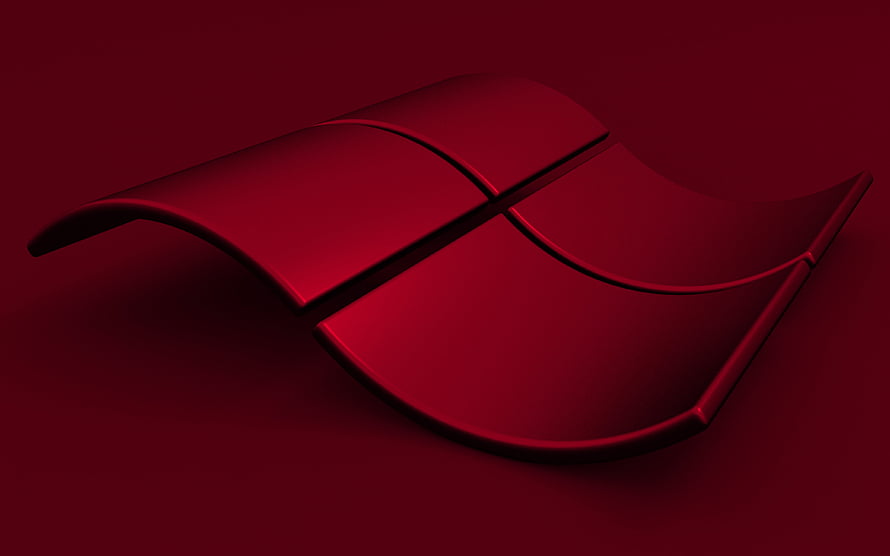 Dark Red Windows 7 Logo 3D Render Minimalist Desktop Wallpaper HD wallpaper