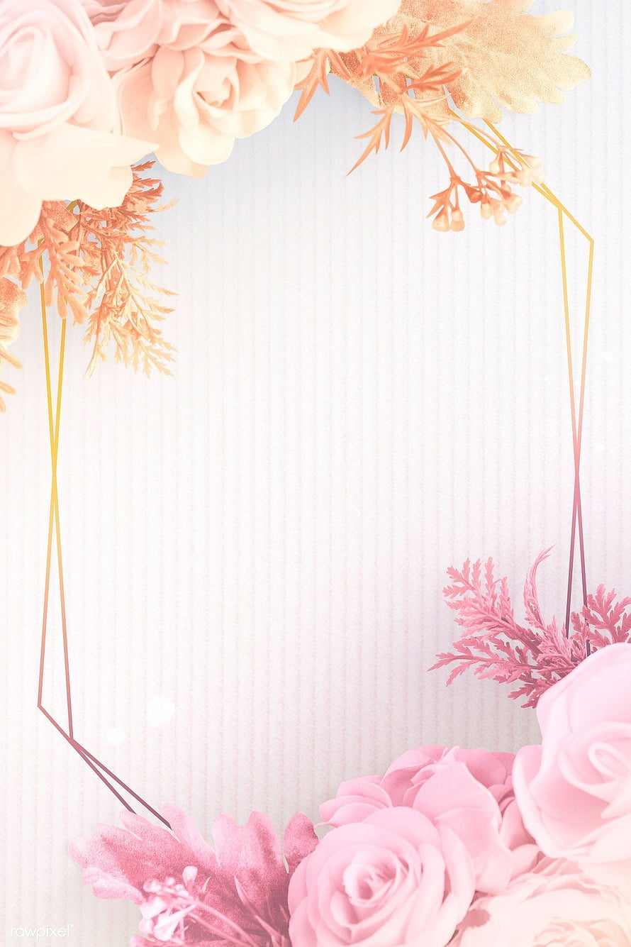 Soft Pink Roses and Peach Floral Corner Frame on Striped Background HD phone wallpaper