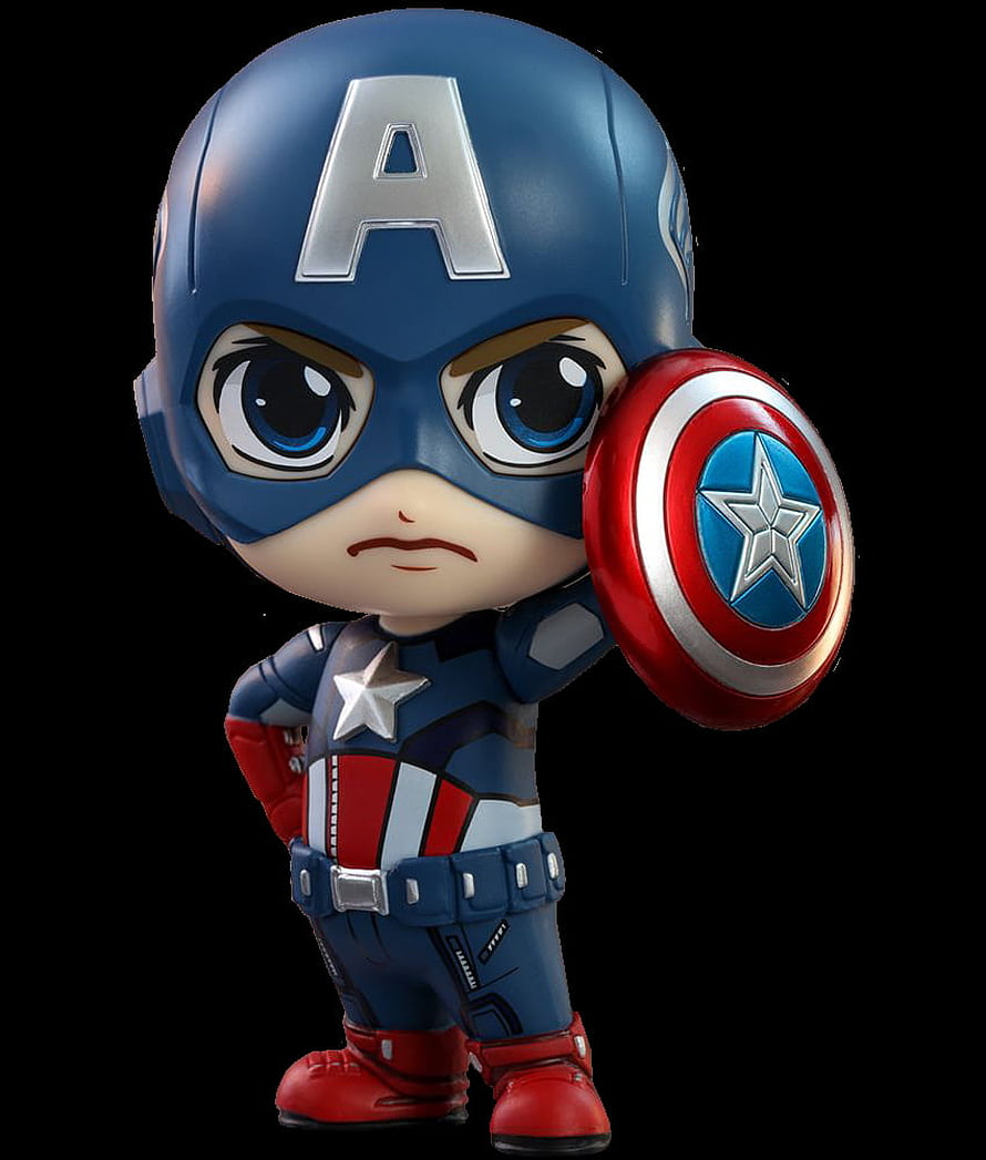Chibi Captain America Figure with Shield on Black Background HD phone wallpaper