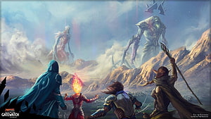 Magic: The Gathering Path of the Gatewatch Artwork Featuring Heroes and Giant Creatures HD wallpaper