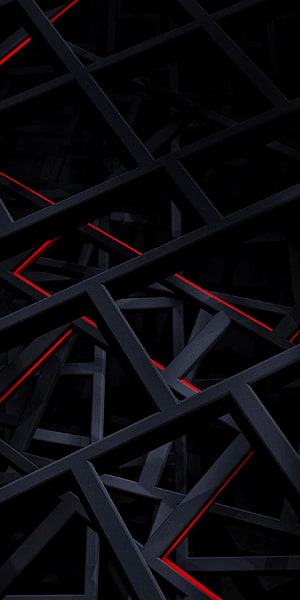 Abstract Dark Geometric Pattern With Glowing Red Lines And Black Triangles HD phone wallpaper