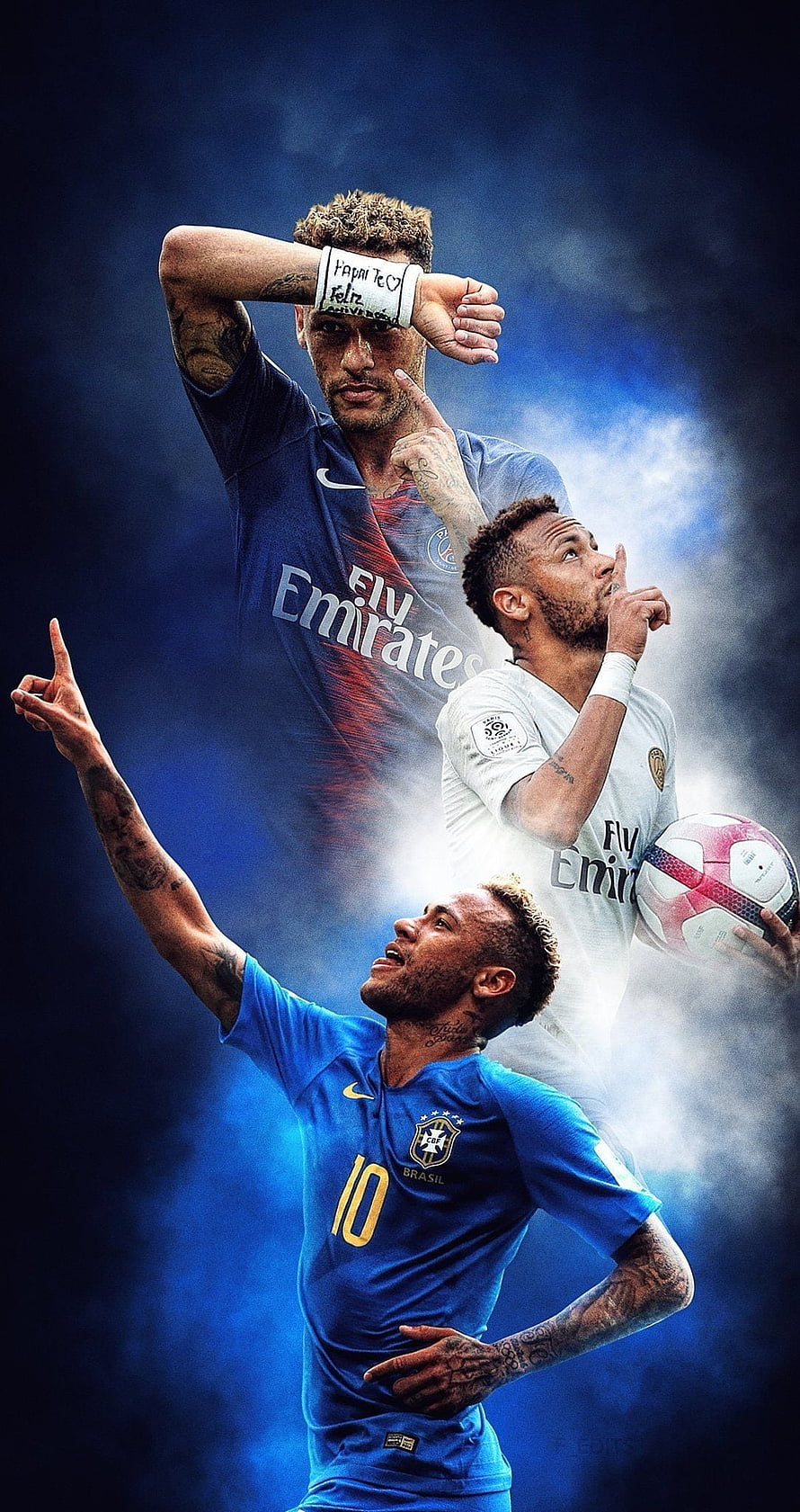 Neymar Jr Soccer Player in Brazil, PSG, and Al Hilal Kits HD phone wallpaper
