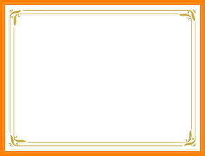 Elegant Gold Ornamental Border Frame on White Background with Orange Edge HD wallpaper