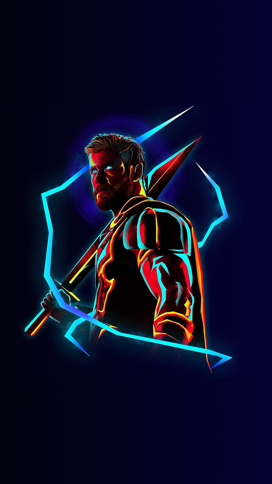 Neon Thor Stormbreaker Lightning Digital Art Wallpaper HD phone wallpaper