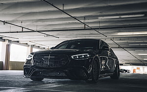 Black Mercedes-Benz S-Class W223 Sedan Parked in Underground Garage HD wallpaper