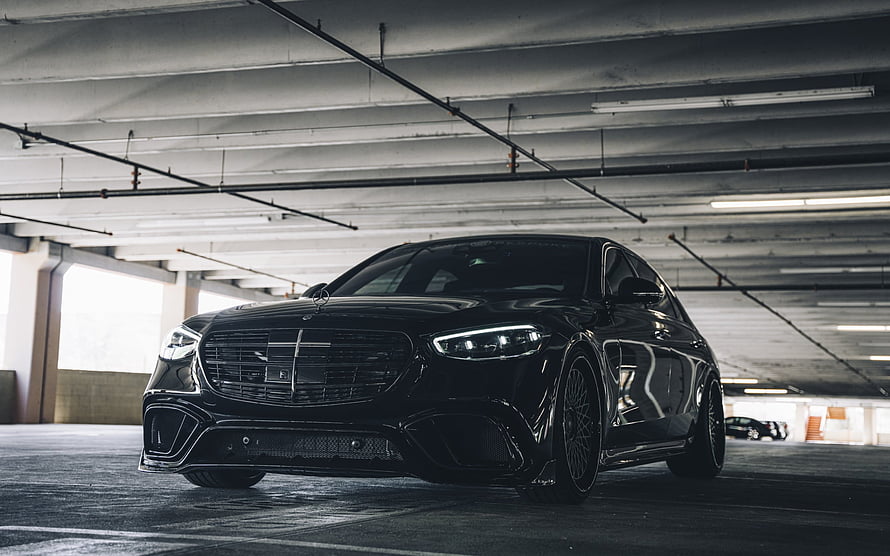 Black Mercedes-Benz S-Class W223 Sedan Parked in Underground Garage HD wallpaper