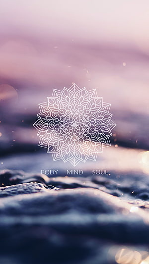 Serene Mandala Over Ocean Waves With Body Mind Soul Text For Meditation HD phone wallpaper