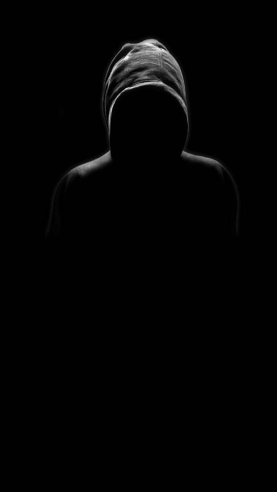 Mysterious Hooded Figure Silhouette in Darkness HD phone wallpaper