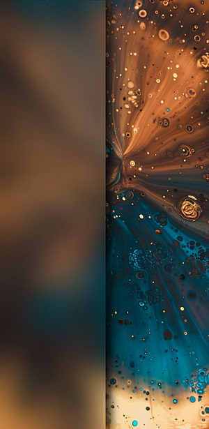 Abstract Liquid Art Wallpaper Featuring Swirling Blue and Gold Bubbles HD phone wallpaper