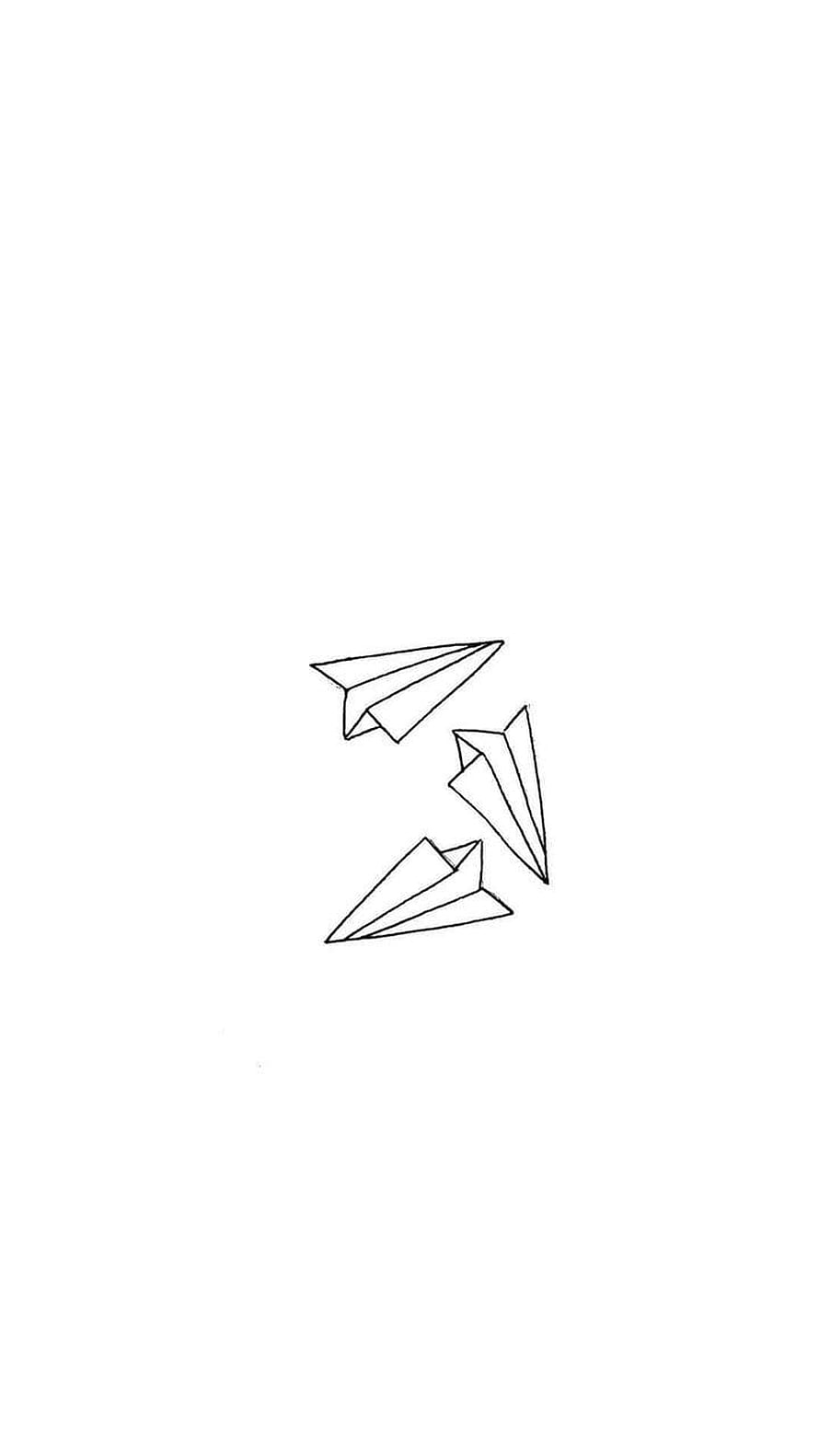 Minimalist Black and White Paper Airplane Line Art on Clean White Background HD phone wallpaper