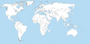 Minimalist Blank World Map with Country Borders on Light Blue Background HD wallpaper