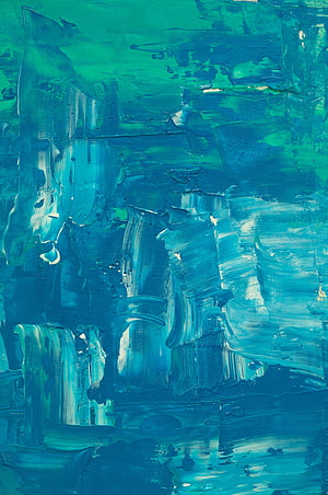 Vibrant Teal and Turquoise Abstract Impasto Painting with Thick Textured Brush Strokes HD phone wallpaper