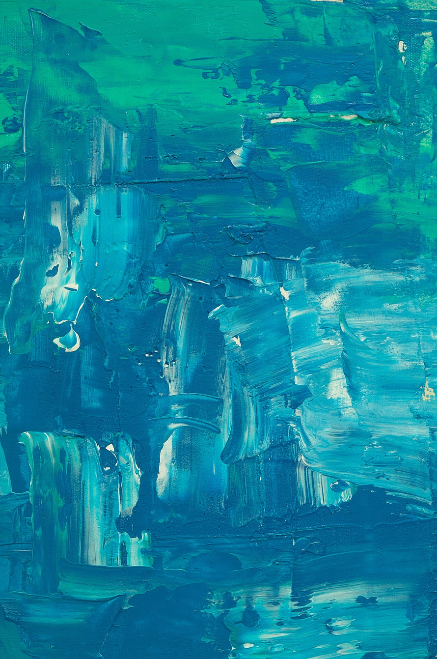 Vibrant Teal and Turquoise Abstract Impasto Painting with Thick Textured Brush Strokes HD phone wallpaper