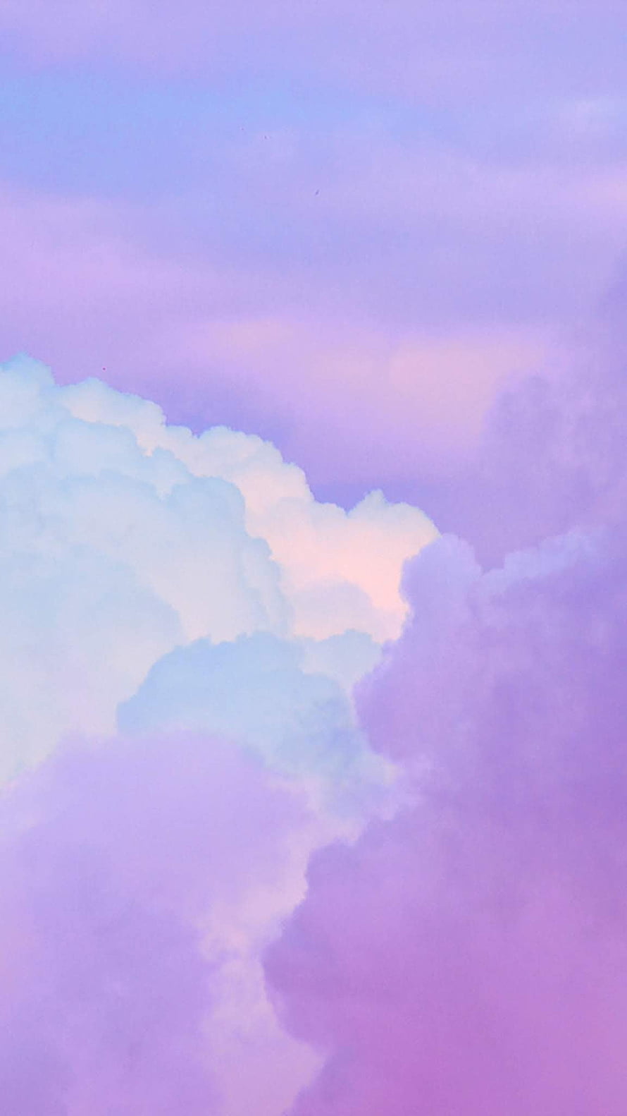 Soft Pastel Purple Sky with Fluffy White Clouds and Dreamy Lavender Hues HD phone wallpaper